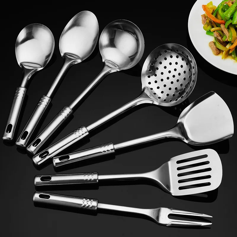 1PC Kitchen Stainless Steel Cooking Spatula Shovel Colander Kitchenware Pots Set Utensils Rice Soup Spoon Cookware Accessories