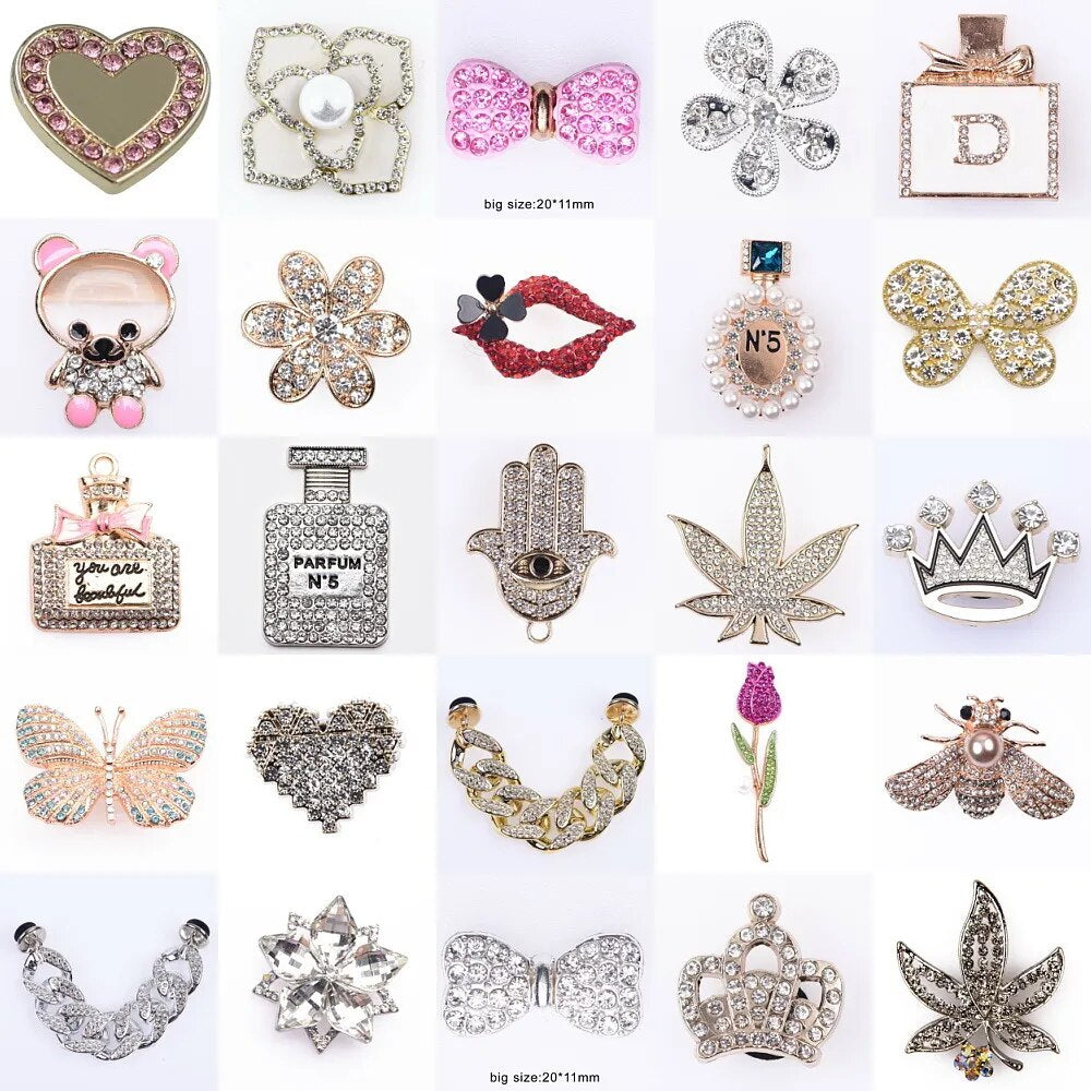 Designer Croc Shoe Charms Metal Bling Chains Shoes Decorations Perfume Queen Accessories For JIBZ Wristbands Girl Gifts