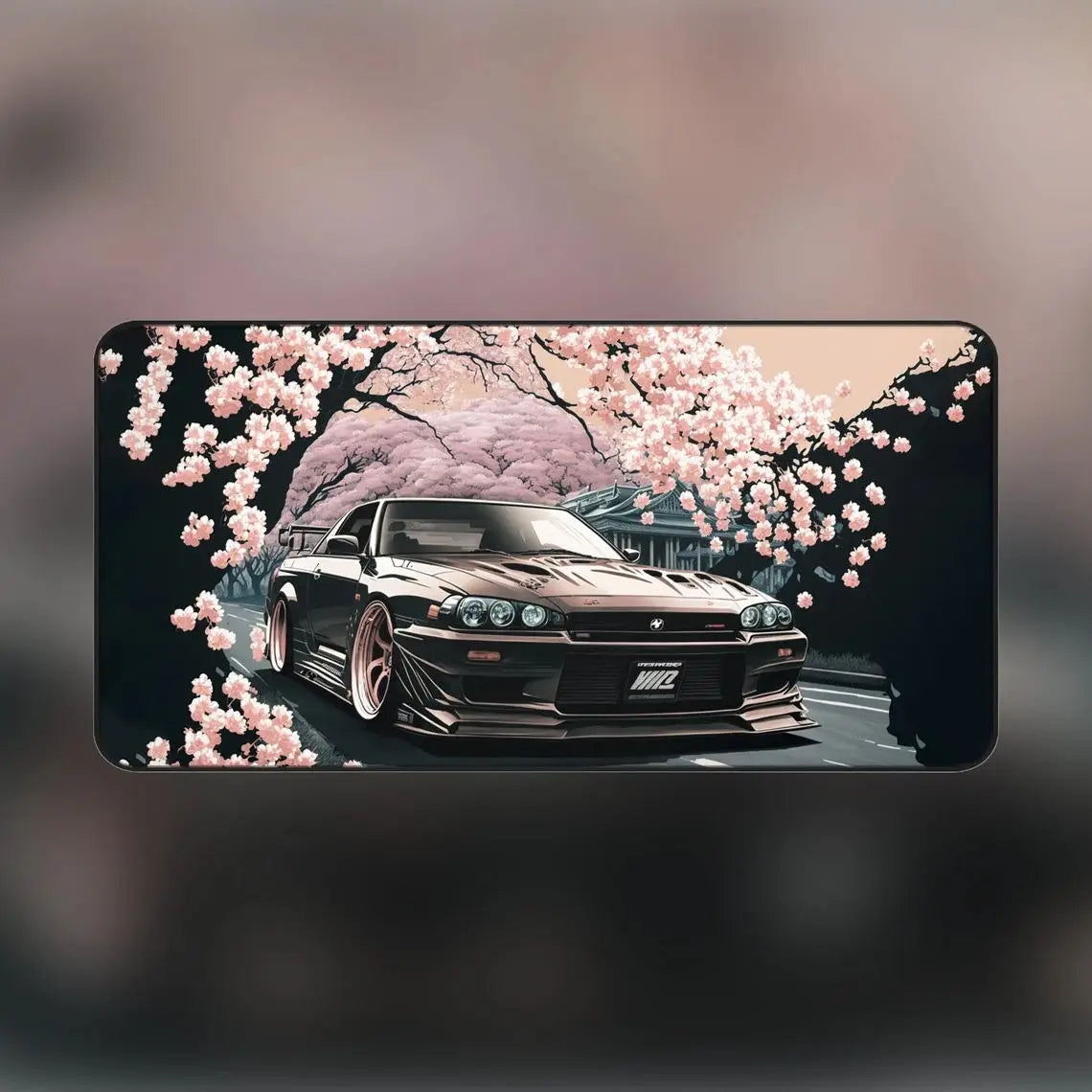 Desk Mat Nissan Skyline GTR XXL Gaming Mouse Pad Cherry Blossoms With Car Mousepad 900x400 Japanese Desk Mat