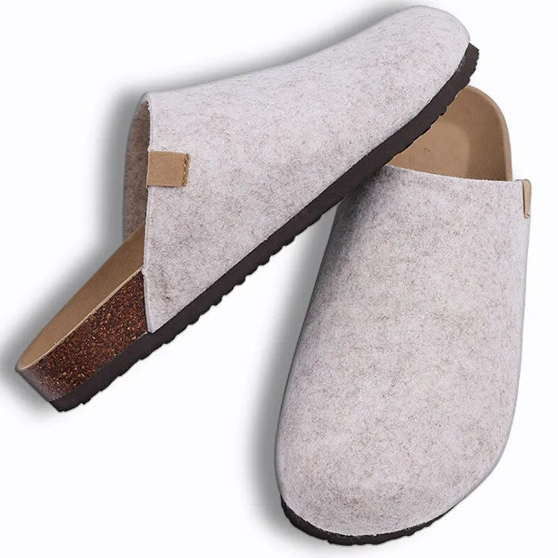 Comwarm Fashion Women's Suede Mules Slippers Boston Clogs Cork Insole Sandals With Arch Support Outdoor Beach Slides Home Shoes