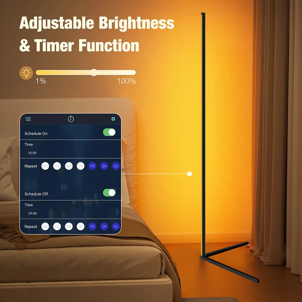 RGB LED Floor Lamp Living Room Corner Lamp Smart APP Remote Control 140cm Atmospheric Standing Stand Light Christmas Home Decor