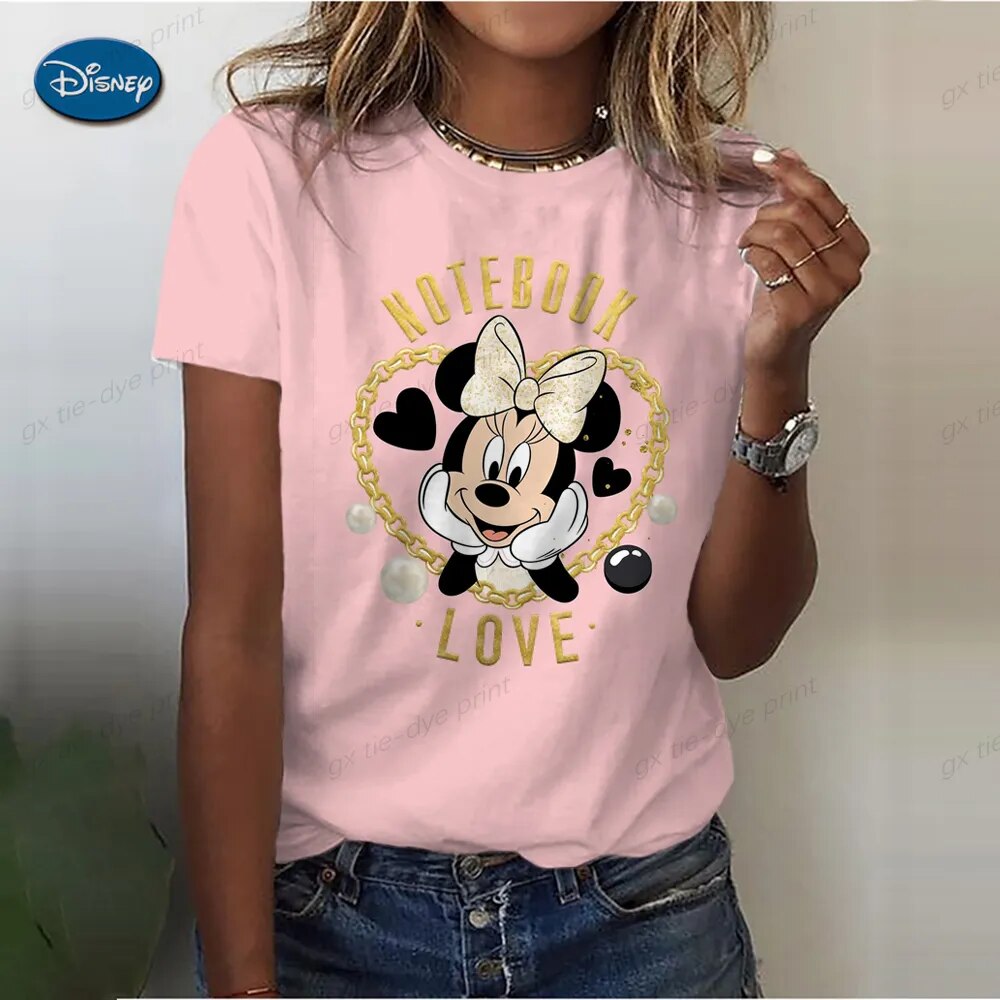 Women Sexy T-shirt Woman Summer Tee Shirt Femme Skinny Disney Minnie Mickey Printing Korean Fashion T-shirt Basic Clothes Hot