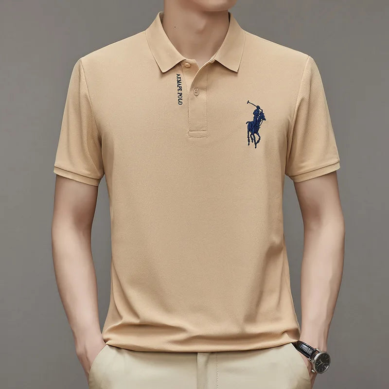 Autumn And Summer Luxury Short Sleeve Polo Shirt Men's Fashion Slim Fit Embroidered Polo Neck Handsome And Breathable 4xl T-shir