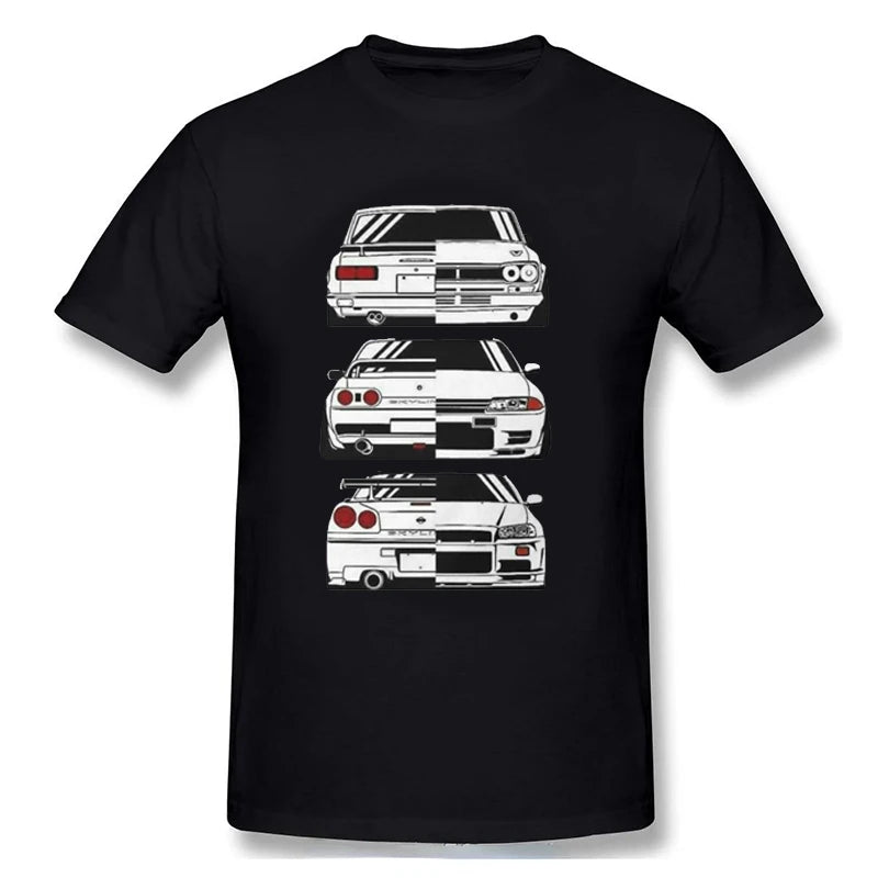 Initial D Nissan Skyline R34 T-shirt Men Japanese Anime Car Tshirt Trend Cool T Shirt Men Women Streetwear O-neck T Shirt