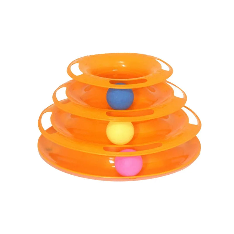 3-layer pet cat toy Training Entertainment board Interactive tower track dish Cat Turntable ball quadruple dish tumble