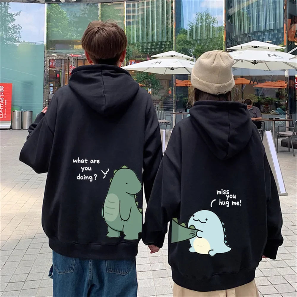 Spring or Autumn Men and Women Jumpers Hoodie Fun Dinosaur Print Long-sleeved Fashion Sweatshirt of Couple Y2K Clothes Hoodie