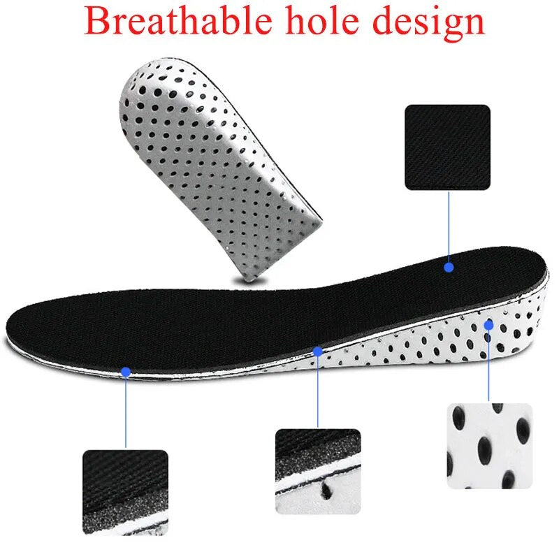 Height Increase Insoles Half Shoe Pads Men Women Breathable Memory Foam Heel Lifting Inserts 2.5-4.5cm Invisible Heightening Pad