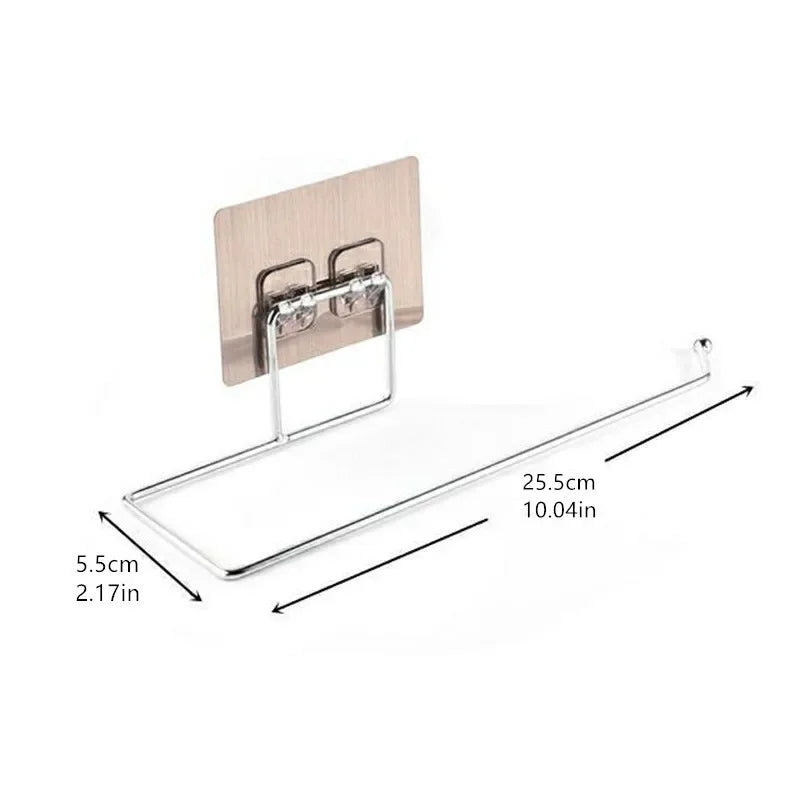 1PC Under Cabinet Towel Roll Paper Holder Self Adhesive Hanger Rack Organizer for Kitchen Bathroom Shelf Bar Home Appliance