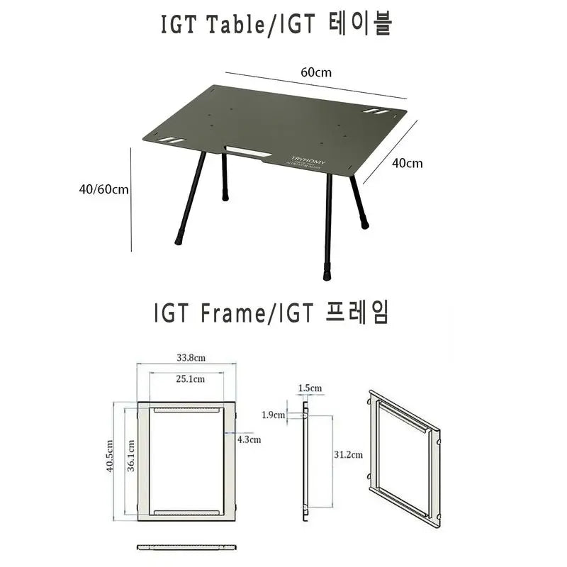 Lightweight Outdoor Tactical Table Aluminum Alloy IGT Table Folding Table Light Bar Barbecue Picnic Liftable Camping Table New