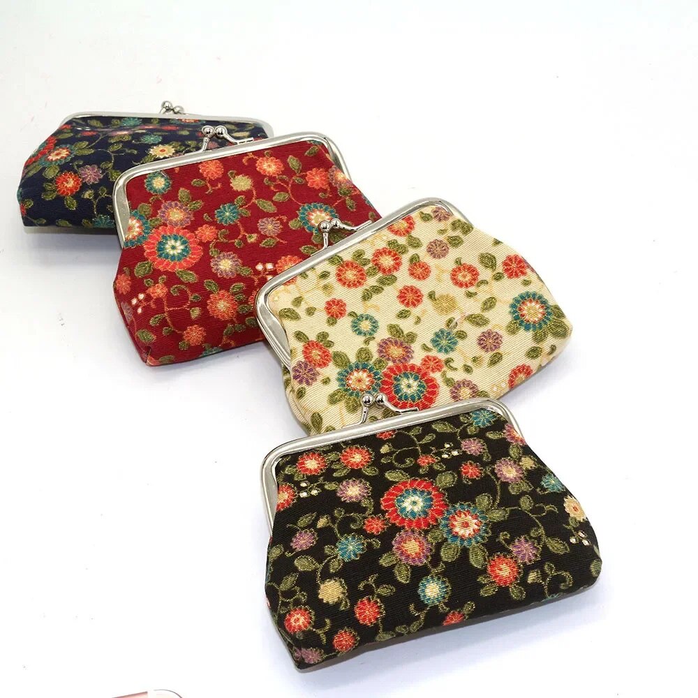 Vintage Women Wallet Printing Coin Purses Money Bag Change Card Holders Small Floral Wallet Clutch Purse Ladies Key Storage Bag