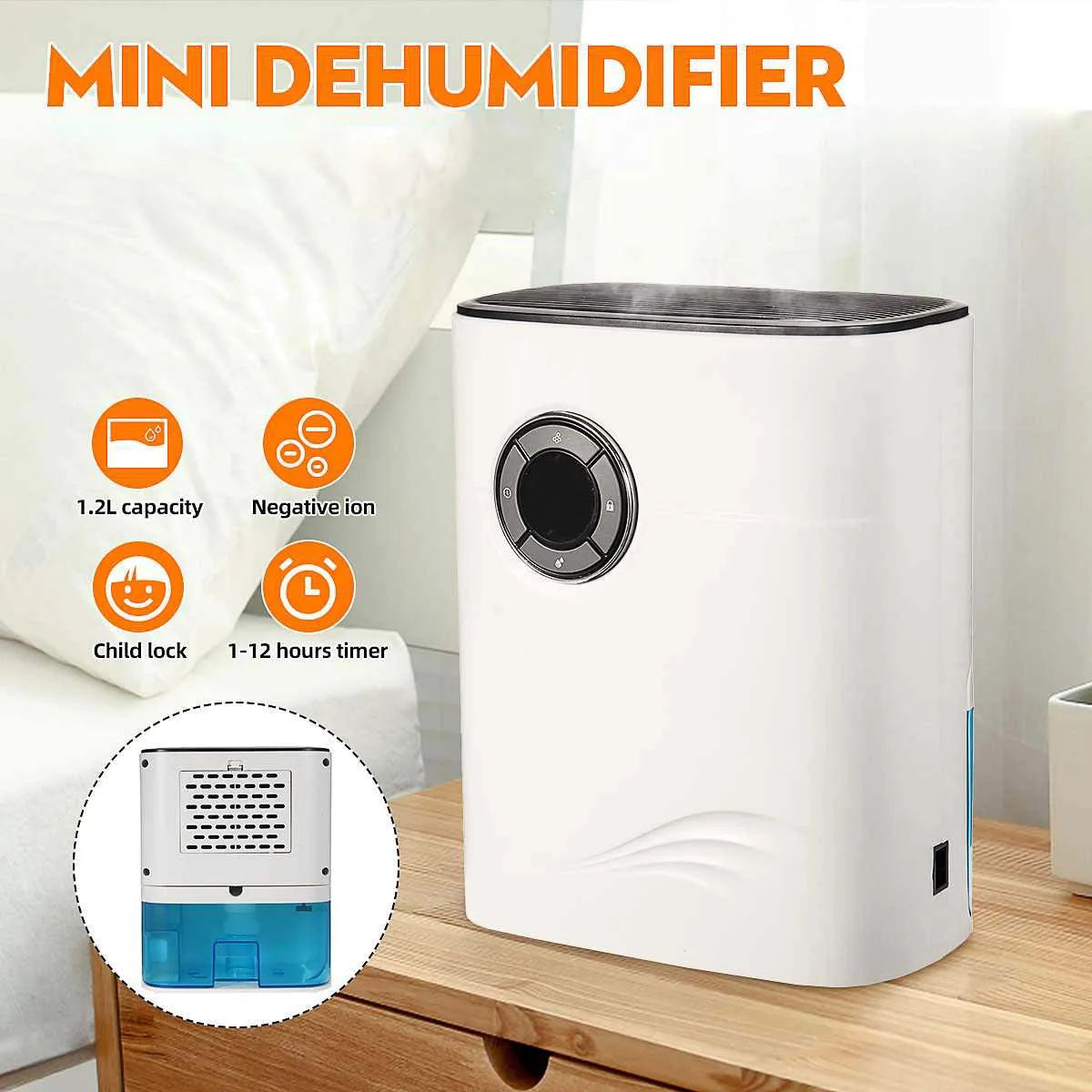 Dehumidifier for Home Anion Air Purifier 1200ML Large Water Tank Mute Air Dryer