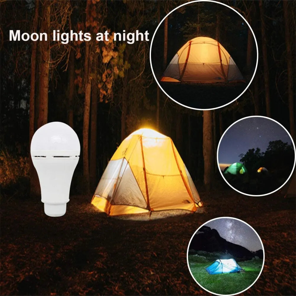 LED Solar Lamp Bulb Outdoor Waterproof Portable Solar Garden Hanging Light Hiking Fishing Emergency Lights