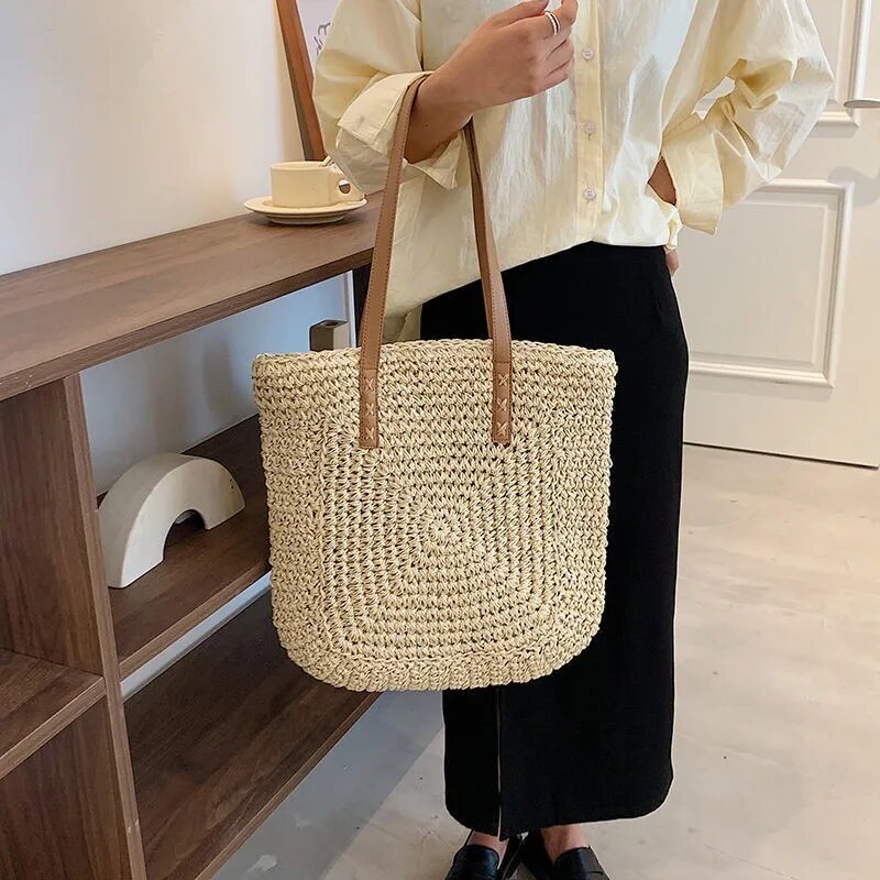 2023 New Fashion Women's Handbag Lightweight Women's Beach Shoulder Bag Solid Women's Shopping Bag Wallet Storage