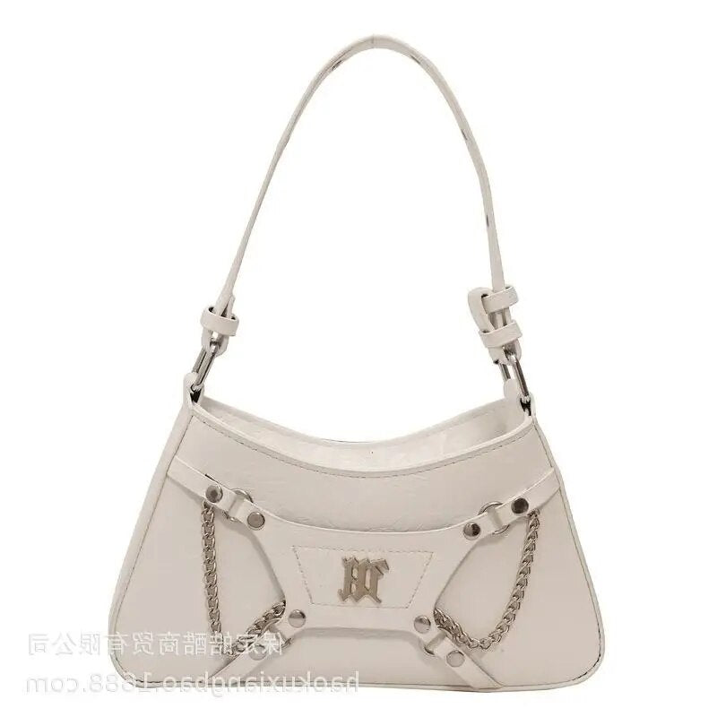 2023 New Casual PU Leather Women's Handbag Women's Luxury Designer Y2K Women's Shoulder Bag Wallet Metal Decoration Small Bag