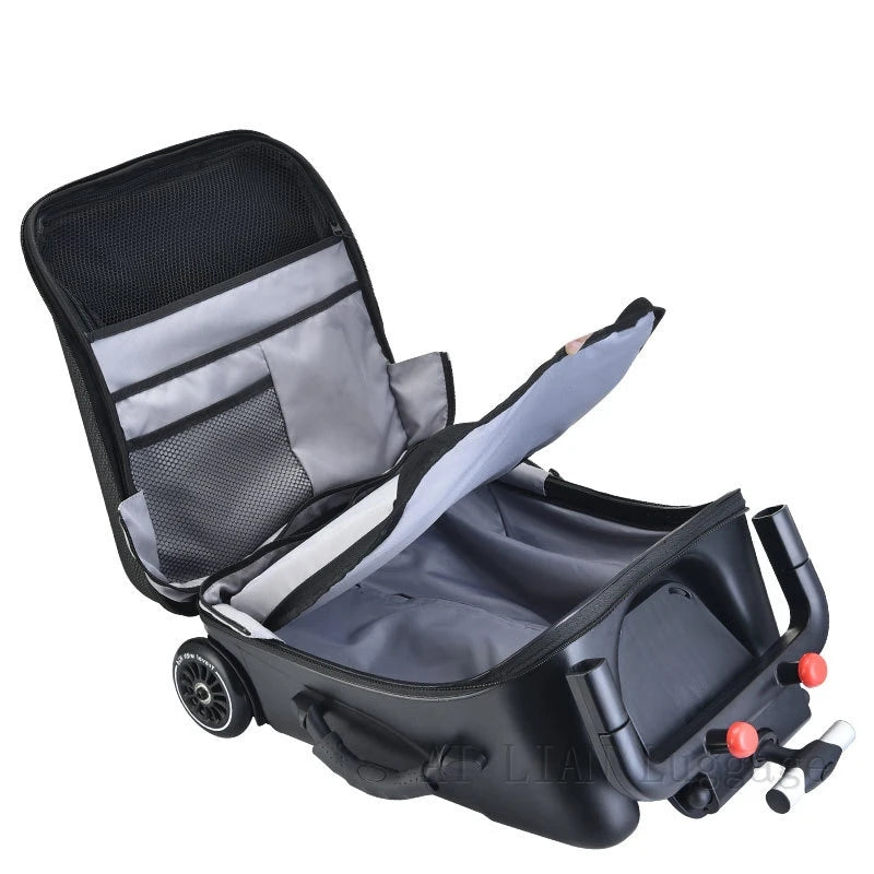 New Upgraded version baby ride on trolley luggage Lazy kids trolley case box scooter suitcase rolling luggage carry ons 20 inch