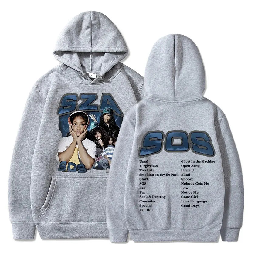 Singer Sza Music Album Sos Graphic Hoodie Menyythk Hop Hoodies Women's Hoodie 2023 New Autumn Boys' Coat Rapper Long Sleeve Tops