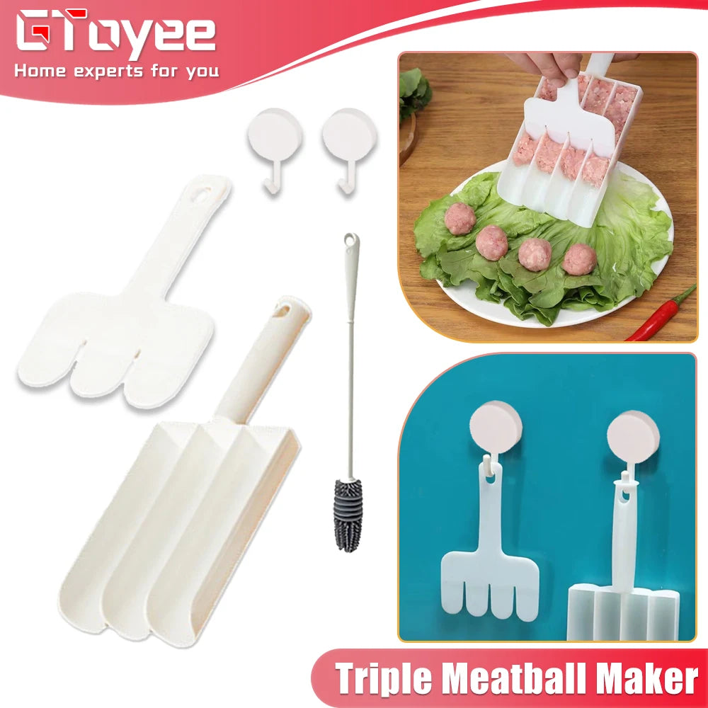 Meatball Maker Machine Triple Set Fried Beef Meat Fish Balls Making Mold Non-Stick Meat Shaper Tools Kitchenware Cooking Gadgets