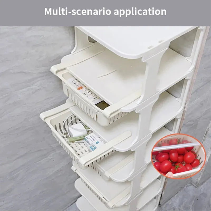 1Pcs Refrigerator Organizer Retractable Multifunctional Tiered Divider Layer Shelf Fruit and Vegetable Kitchen Storage