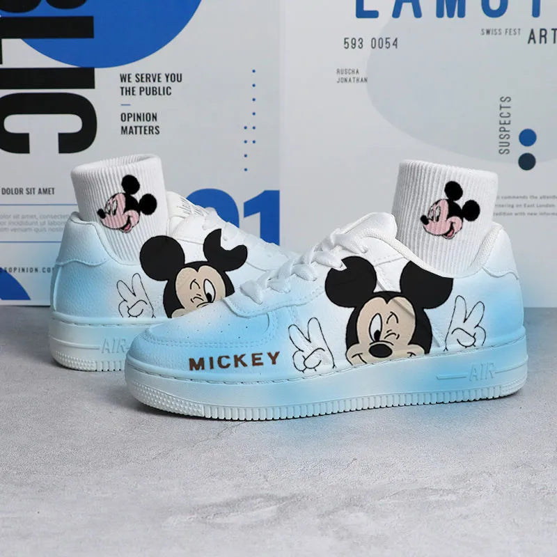 Disney Girls Stitch Princess Cute Casual Sneakers Mickey Mouse Boy Kids Non-slip Soft Bottom Sports Cricket Shoes