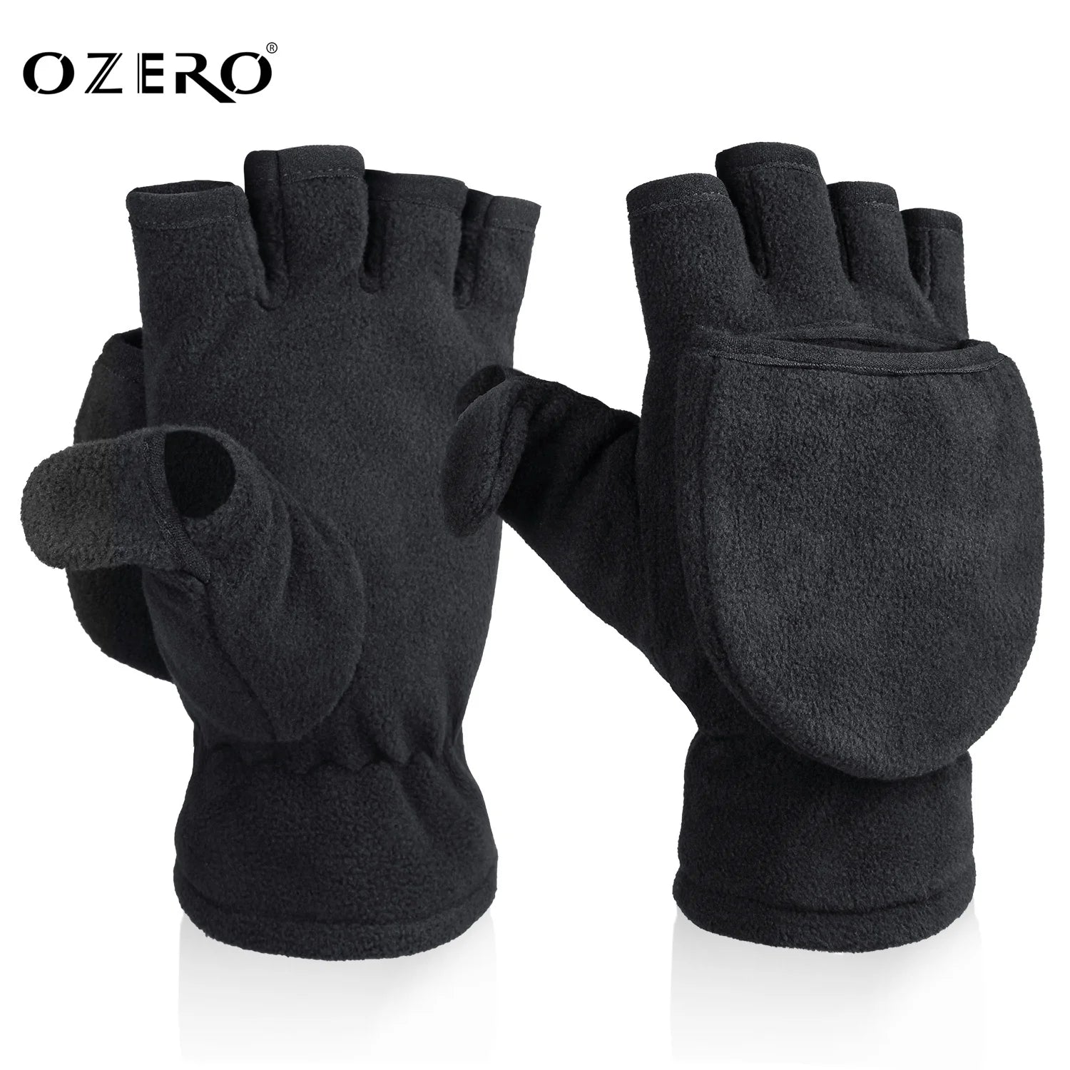 Winter Convertible Gloves Flip Top Mittens Warm Polar Fleece for Winter Running Painting Texting Photographing for Men Women