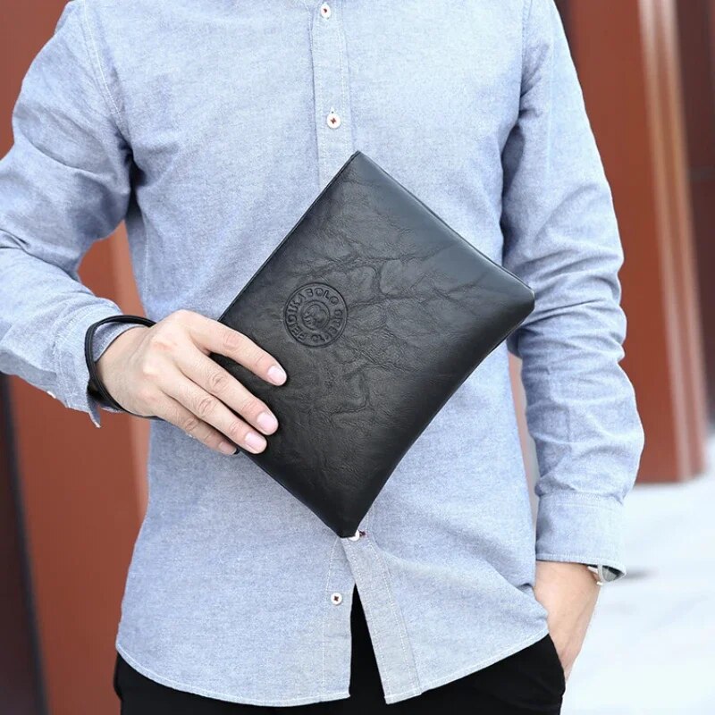 New Business Style Men's Clutch Large Wallet Soft PU Leather Male Wristlet Pack Bag Elegant Leisure Stylish Hand Bags Man Pouch