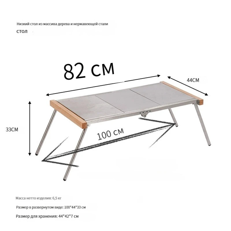 Portable and Detachable Camping Table with IGT Connection for Outdoor BBQ Portable Folding Steel Table Fit with Stove