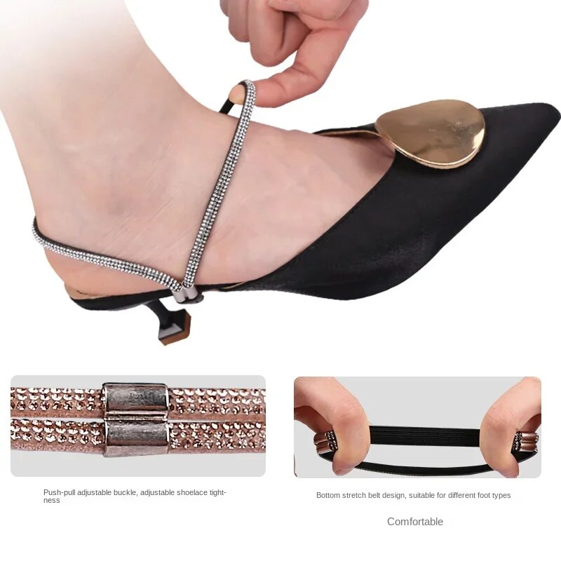 1Pair Fashion Women New Shoelaces for High Heels Anti-Slip Adjustable Straps Shoes Buckles Shoes Band Accessory Decoration