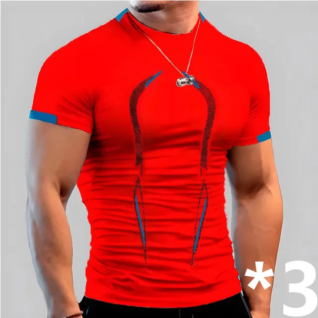 3Pcs Men's Fashion T-Shirt Summer Quick-Drying Casual Comfortable Sports Gym Sportswear Breathable Multicolor Shirt Size S-8XL