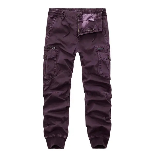 Trendy Men Cargo Pants Solid Color Dressing Super Soft Lace-up Ankle Tied Pants