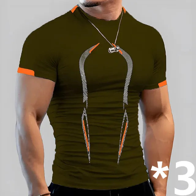 3Pcs Men's Fashion T-Shirt Summer Quick-Drying Casual Comfortable Sports Gym Sportswear Breathable Multicolor Shirt Size S-8XL