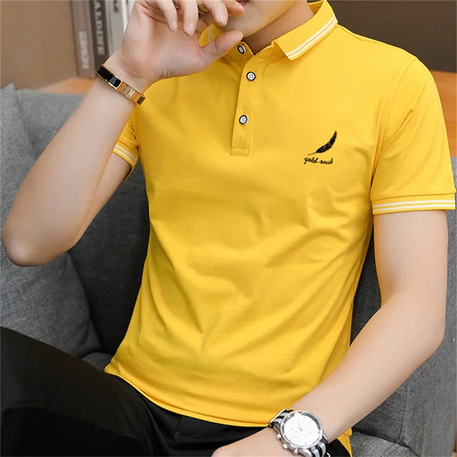 Men's Summer Lapel POLO Shirt Short Sleeve Tops Men Business Casual Youth Tops Korean Fashion Clothing Polo Shirt Men