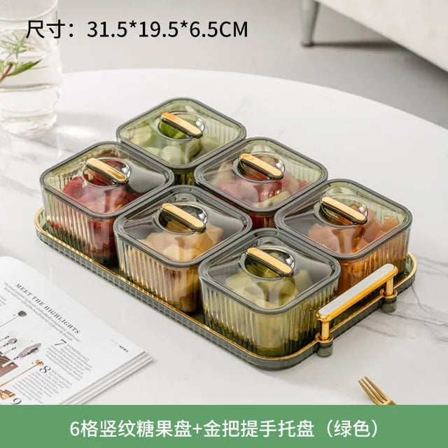 Light and Luxurious Transparent Fruit Plate Candy Plate Nuts and Dried Fruit Storage Box, Snack Snack Containers