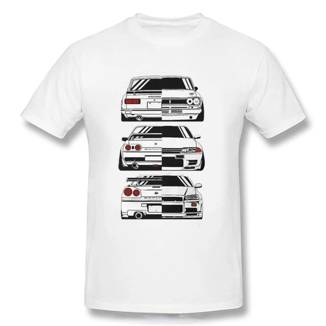 Initial D Nissan Skyline R34 T-shirt Men Japanese Anime Car Tshirt Trend Cool T Shirt Men Women Streetwear O-neck T Shirt