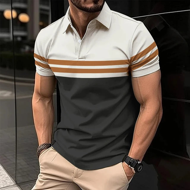 Striped Mens buttons Polo Shirt Short Sleeve Colorful 3d Printed Tops Tees Casual Polo T Shirt New Male Oversized 5xl Clothing