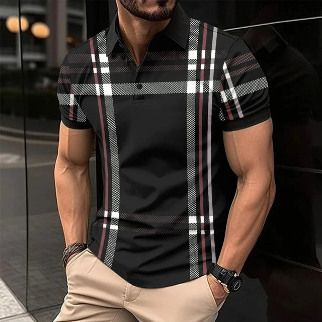 Striped Mens buttons Polo Shirt Short Sleeve Colorful 3d Printed Tops Tees Casual Polo T Shirt New Male Oversized 5xl Clothing