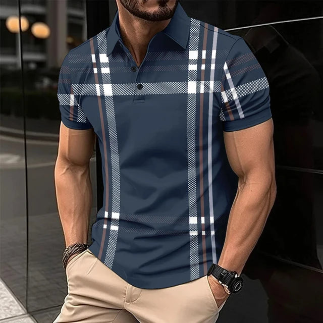 Striped Mens buttons Polo Shirt Short Sleeve Colorful 3d Printed Tops Tees Casual Polo T Shirt New Male Oversized 5xl Clothing