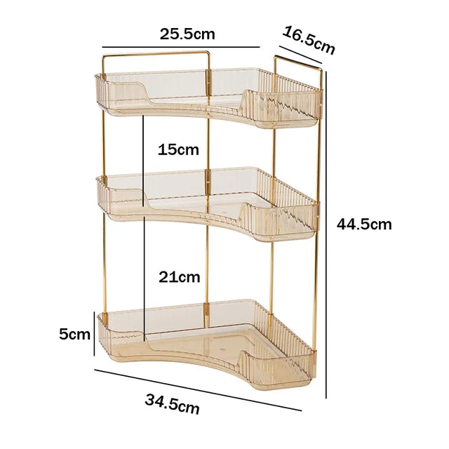 Bathroom Corner Storage Organizer Shelf Home Makeup Skincare Shampoo Lipstick Tabletop Holder Cosmetic Desk Kitchen Rack