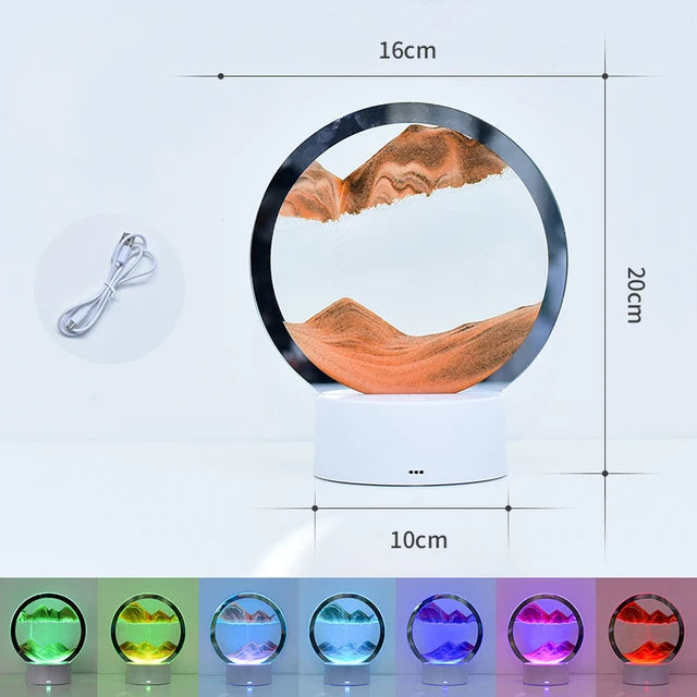 3D Moving Sand Art Picture Round Glass Deep Sea Sandscape Hourglass Quicksand Craft Flowing Sand Painting Office Home Decor Gift