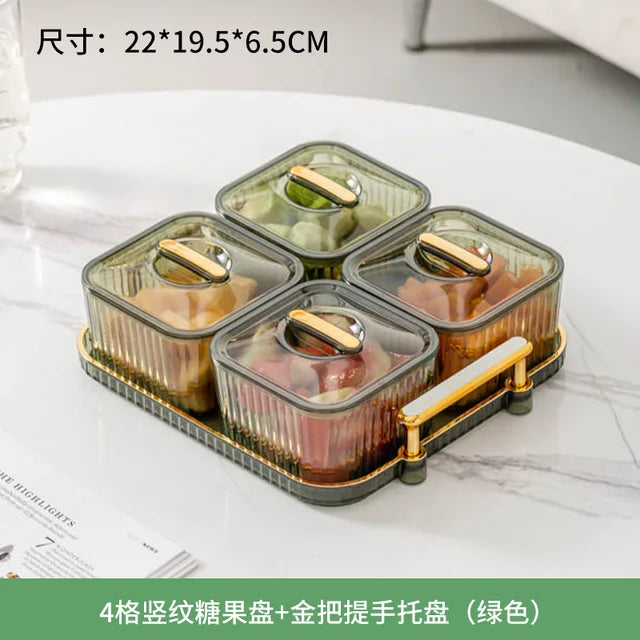 Light and Luxurious Transparent Fruit Plate Candy Plate Nuts and Dried Fruit Storage Box, Snack Snack Containers