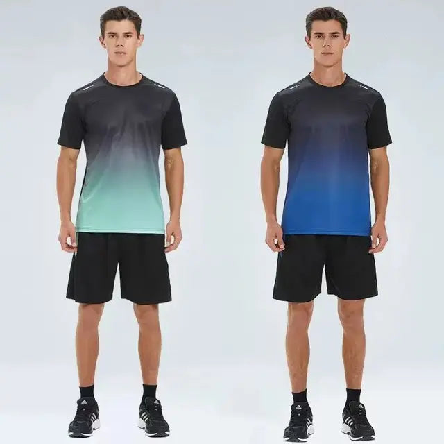 Men's Running Sport Quick Dry Sportswear Gym Breathable Football Clothing Fitness Set Athletic Wear T Shirts and Pants