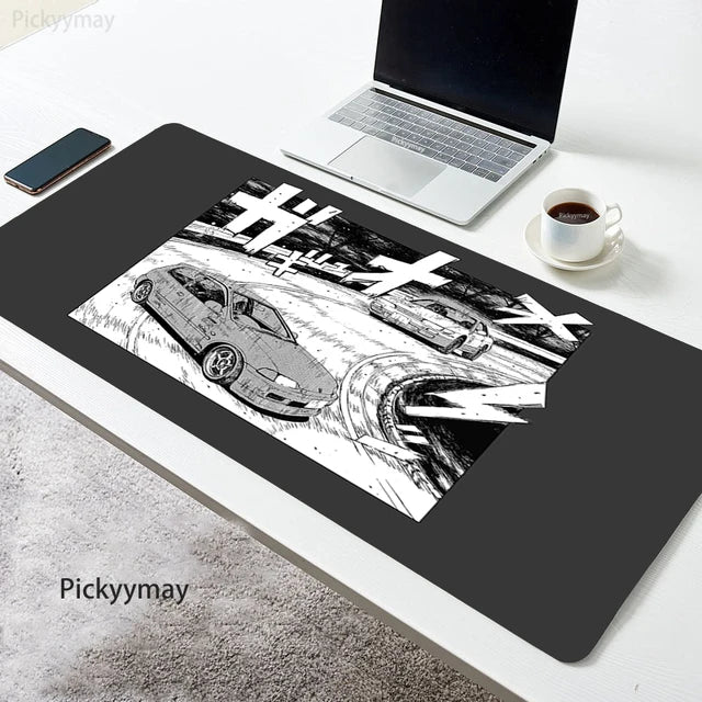 Initial D Large Mouse Mat Black Mousepad Big Gaming Mousepads Manga Car Rubber Keyboard Mats Desk Pad HD print Mouse Pads 90x40