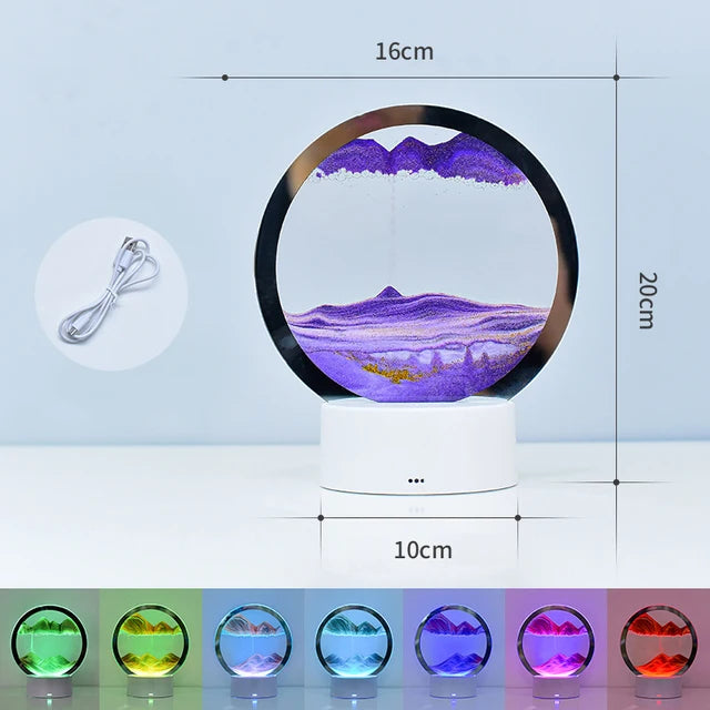 3D Moving Sand Art Picture Round Glass Deep Sea Sandscape Hourglass Quicksand Craft Flowing Sand Painting Office Home Decor Gift