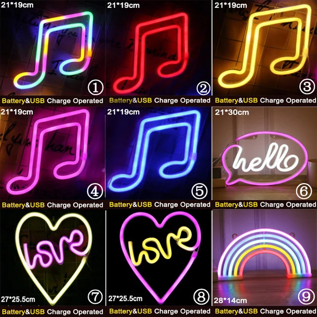 LED Neon Sign Light Holiday Night Lamp Xmas Party Wedding Decoration USB Night Light wholesale Home Gift Heart LED Neon Light