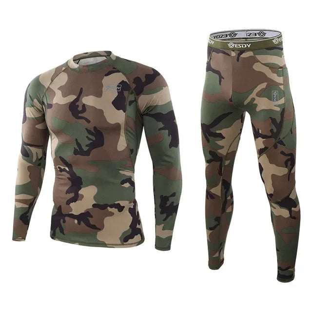 Winter Thermal Underwear Sports Sets Men's Camouflage Stretch Thermo Underwear Male Warm Long Johns Training Fitness Sportswear