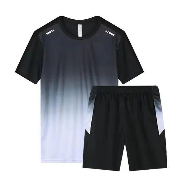 Men's Running Sport Quick Dry Sportswear Gym Breathable Football Clothing Fitness Set Athletic Wear T Shirts and Pants