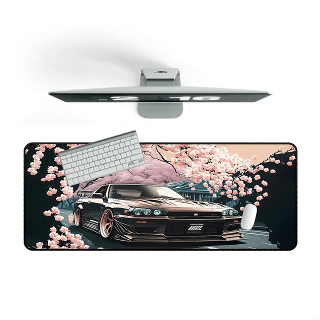 Desk Mat Nissan Skyline GTR XXL Gaming Mouse Pad Cherry Blossoms With Car Mousepad 900x400 Japanese Desk Mat