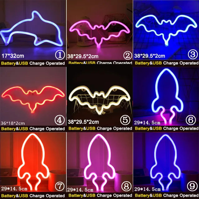 LED Neon Sign Light Holiday Night Lamp Xmas Party Wedding Decoration USB Night Light wholesale Home Gift Heart LED Neon Light