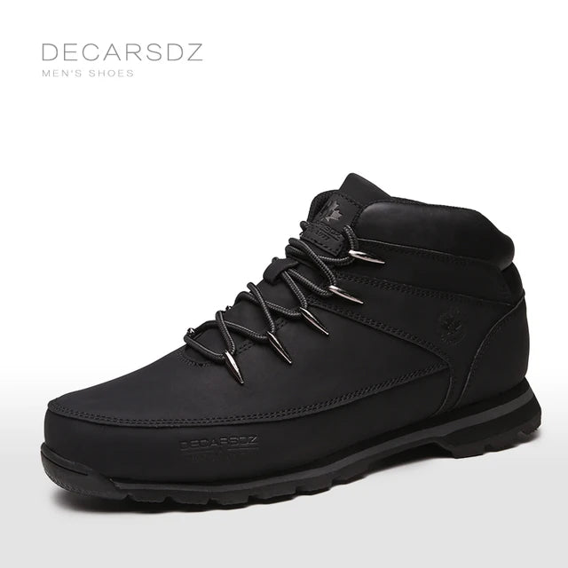 DECARSDZ Winter Boots Men 2023 New Outdoor Waterproof Comfy Durable Outsole Men Boots Classic High Quality Leather Snow Boots