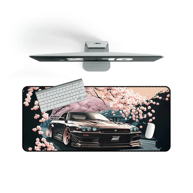 Desk Mat Nissan Skyline GTR XXL Gaming Mouse Pad Cherry Blossoms With Car Mousepad 900x400 Japanese Desk Mat