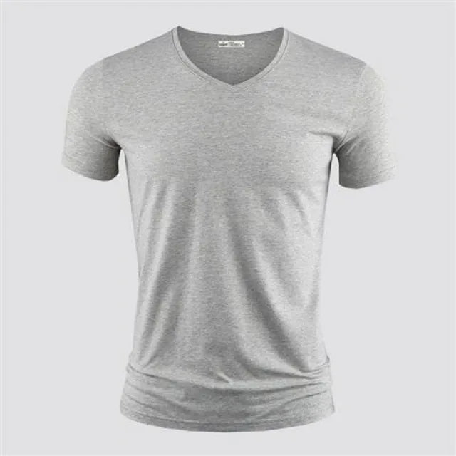 Men's T Shirt Pure Color V Collar Short Sleeved Tops Tees Men T-Shirt Black Tights Man T-Shirts Fitness For Male Clothes TDX01